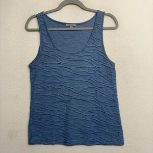 Horny Toad & Co Cotton Tencel Tank Shirt Blue M Textured